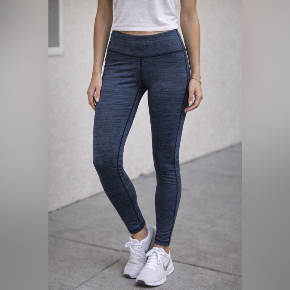 Athleta Textured Blue Leggings High Rise Athletic Workout Yoga Pants size xsmall